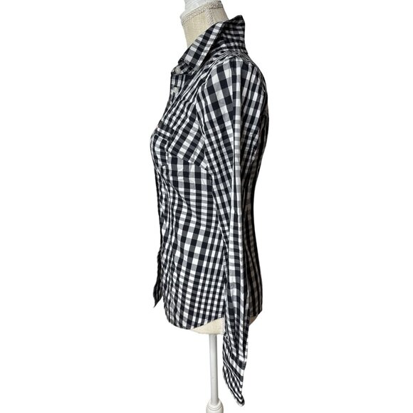 Guess Jeans Womens Black & White Gingham Long Sleeve Button-Up Shirt - Picture 4 of 10